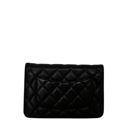 Chanel Wallet on Chain Bag Lammleder Schwarz silberne Hardware / sehr gut Chanel