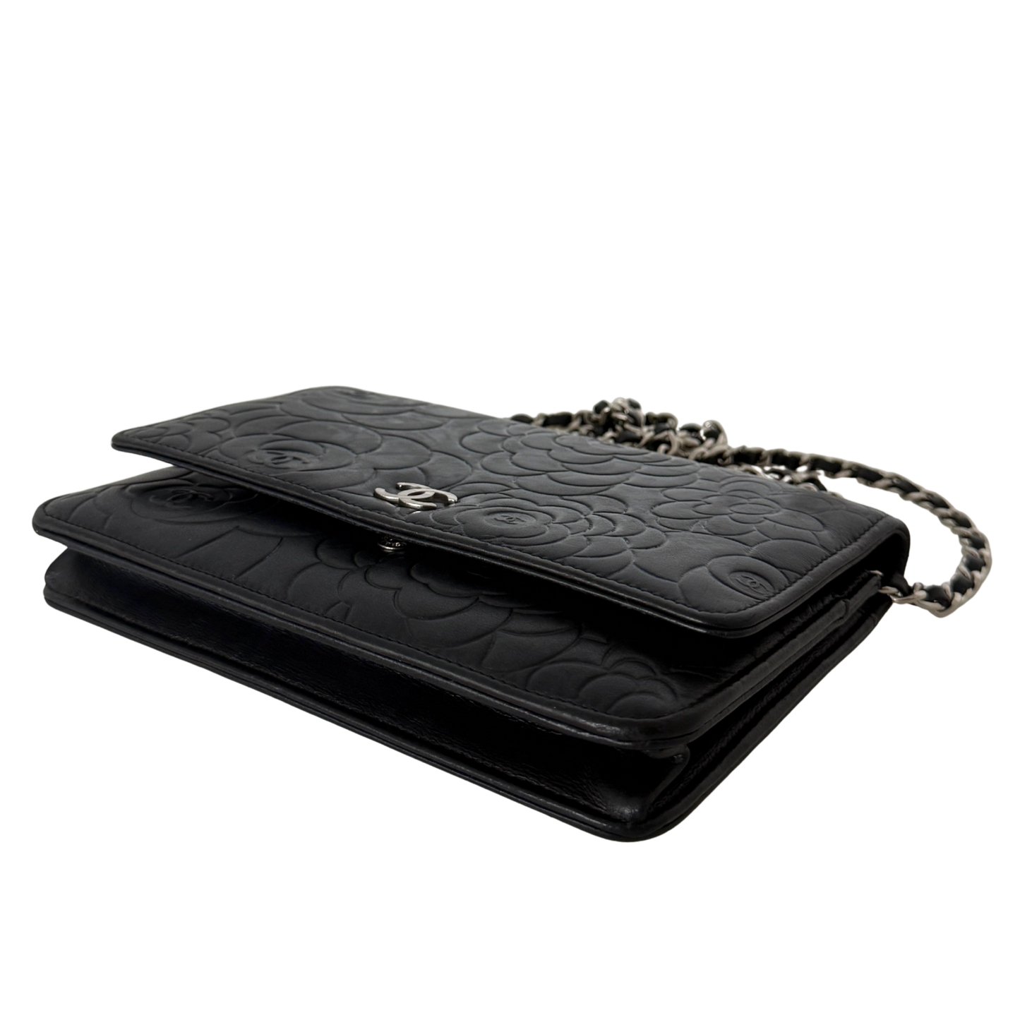 Chanel Wallet On Chain Camellia Lammleder Schwarz goldene Hardware / sehr gut Chanel