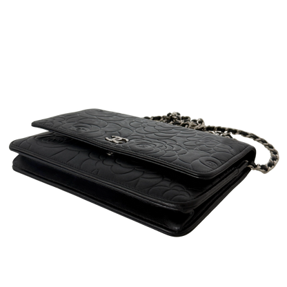 Chanel Wallet On Chain Camellia Lammleder Schwarz goldene Hardware / sehr gut Chanel