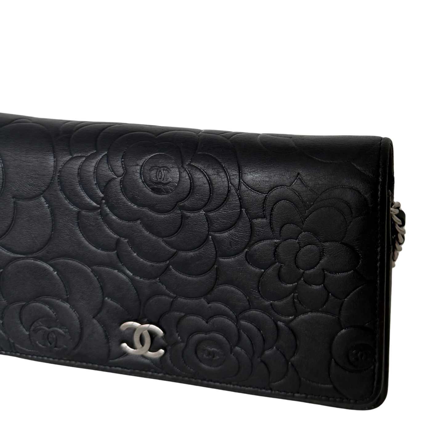 Chanel Wallet On Chain Camellia Lammleder Schwarz goldene Hardware / sehr gut Chanel
