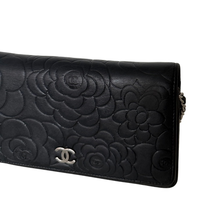 Chanel Wallet On Chain Camellia Lammleder Schwarz goldene Hardware / sehr gut Chanel