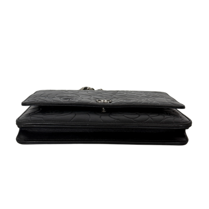 Chanel Wallet On Chain Camellia Lammleder Schwarz goldene Hardware / sehr gut Chanel