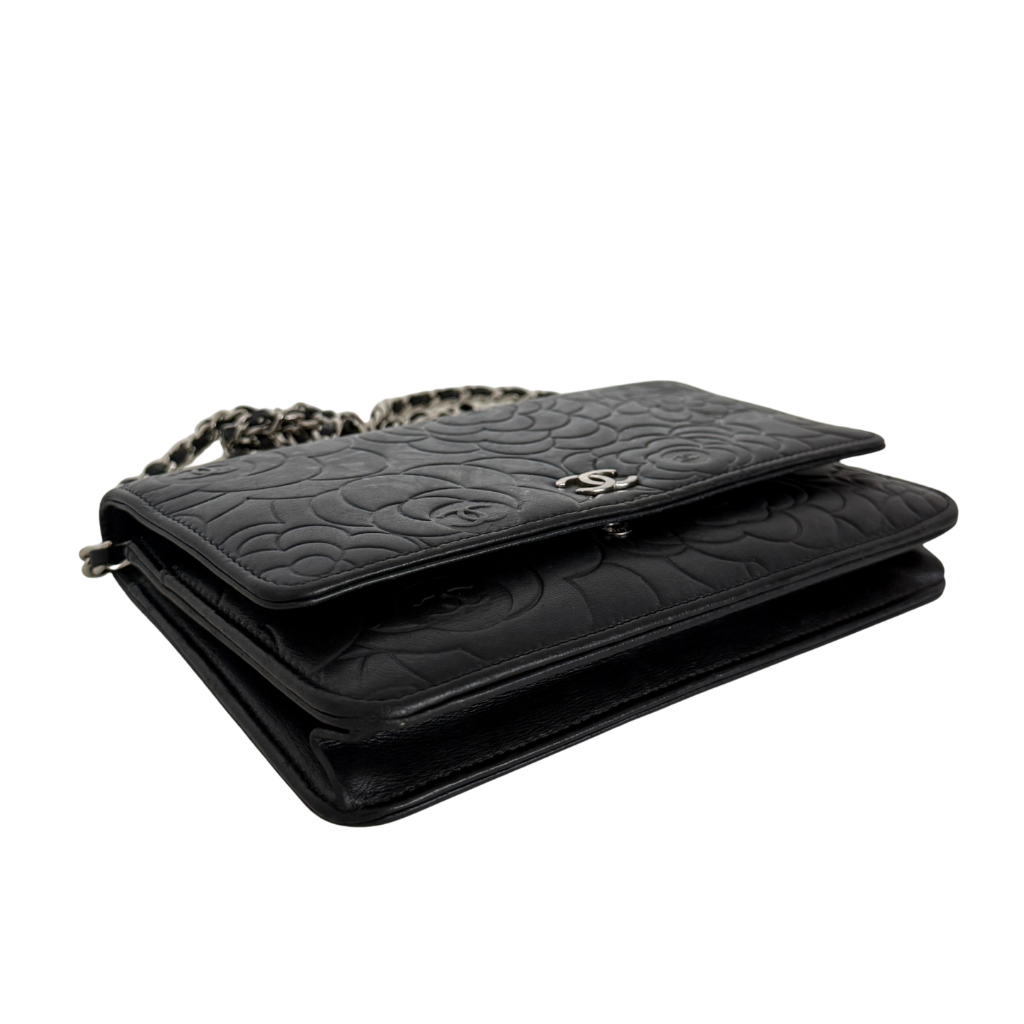 Chanel Wallet On Chain Camellia Lammleder Schwarz goldene Hardware / sehr gut Chanel