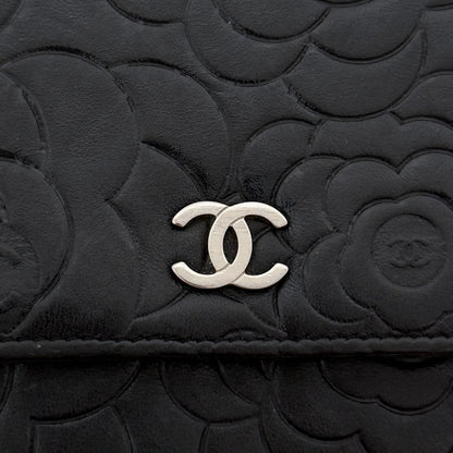 Chanel Wallet On Chain Camellia Lammleder Schwarz goldene Hardware / sehr gut Chanel