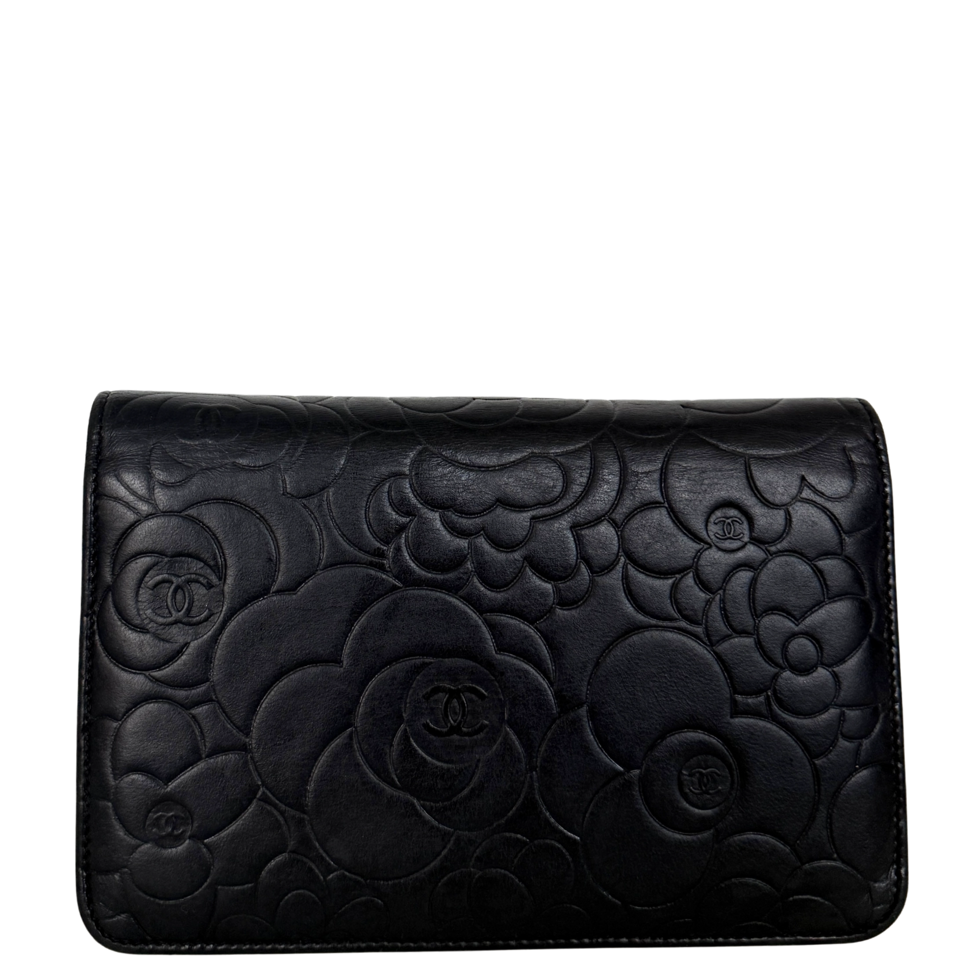 Chanel Wallet On Chain Camellia Lammleder Schwarz goldene Hardware / sehr gut Chanel