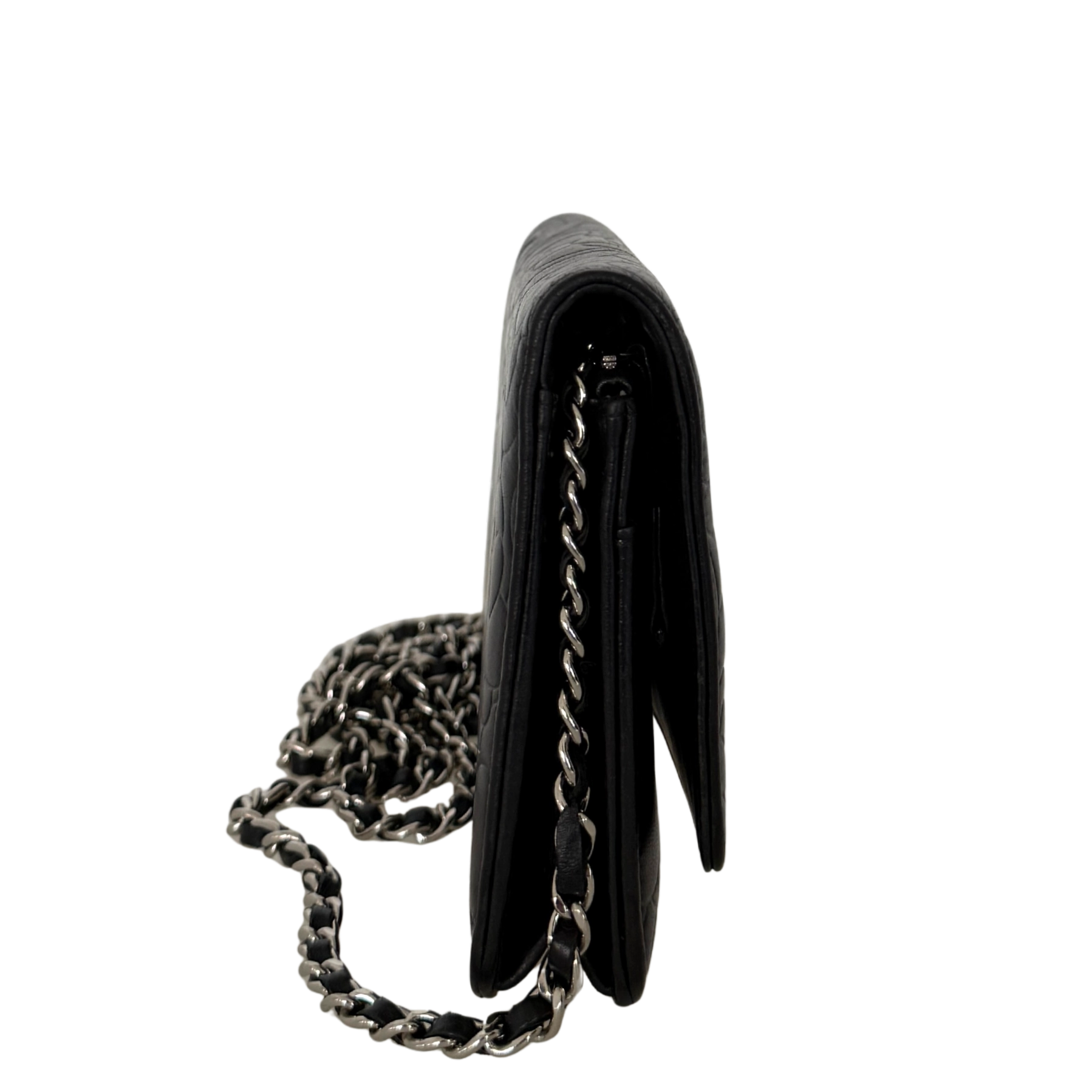 Chanel Wallet On Chain Camellia Lammleder Schwarz goldene Hardware / sehr gut Chanel