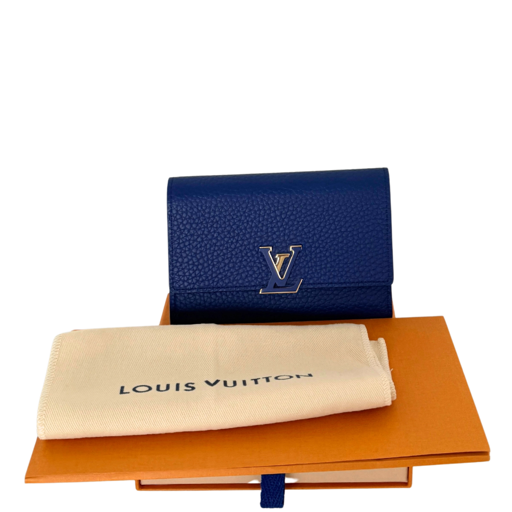 Louis Vuitton Capucines Compact Geldbörse Marineblau Fullset / neuwertig Louis Vuitton