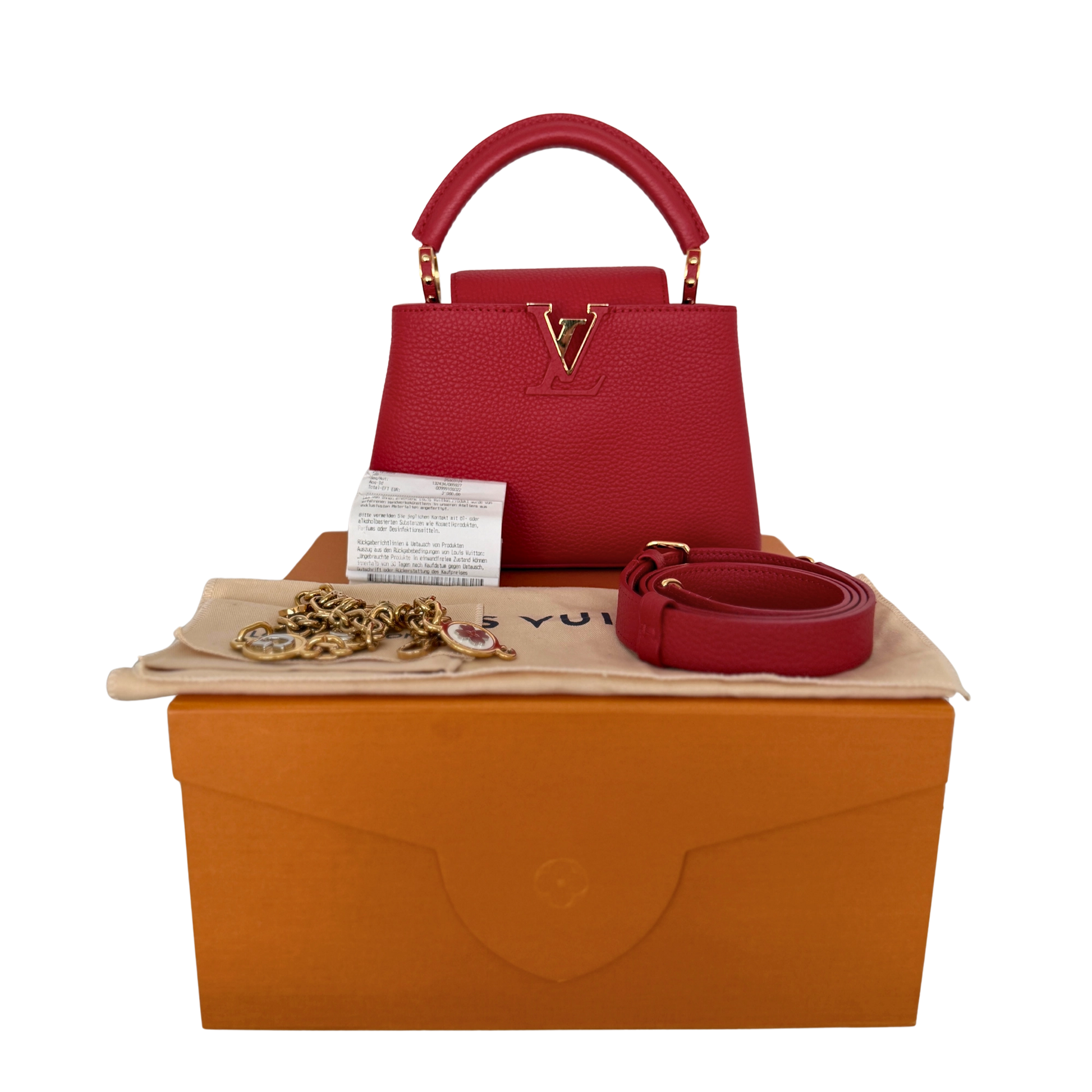 Louis Vuitton My Capucines Small Taurillon Leder rot Fullset / sehr gut Louis Vuitton