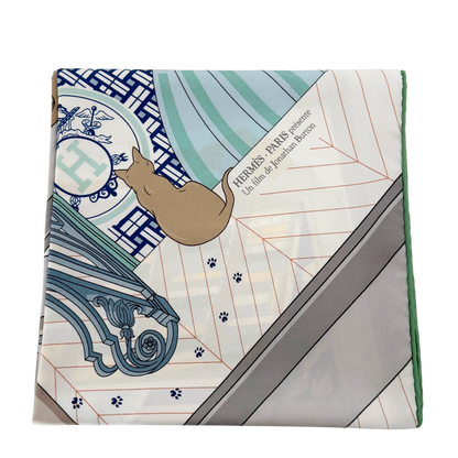 Hermès Carré 90 MYSTERE AU 24 Seidentuch Grau Fullset / neuwertig Hermès