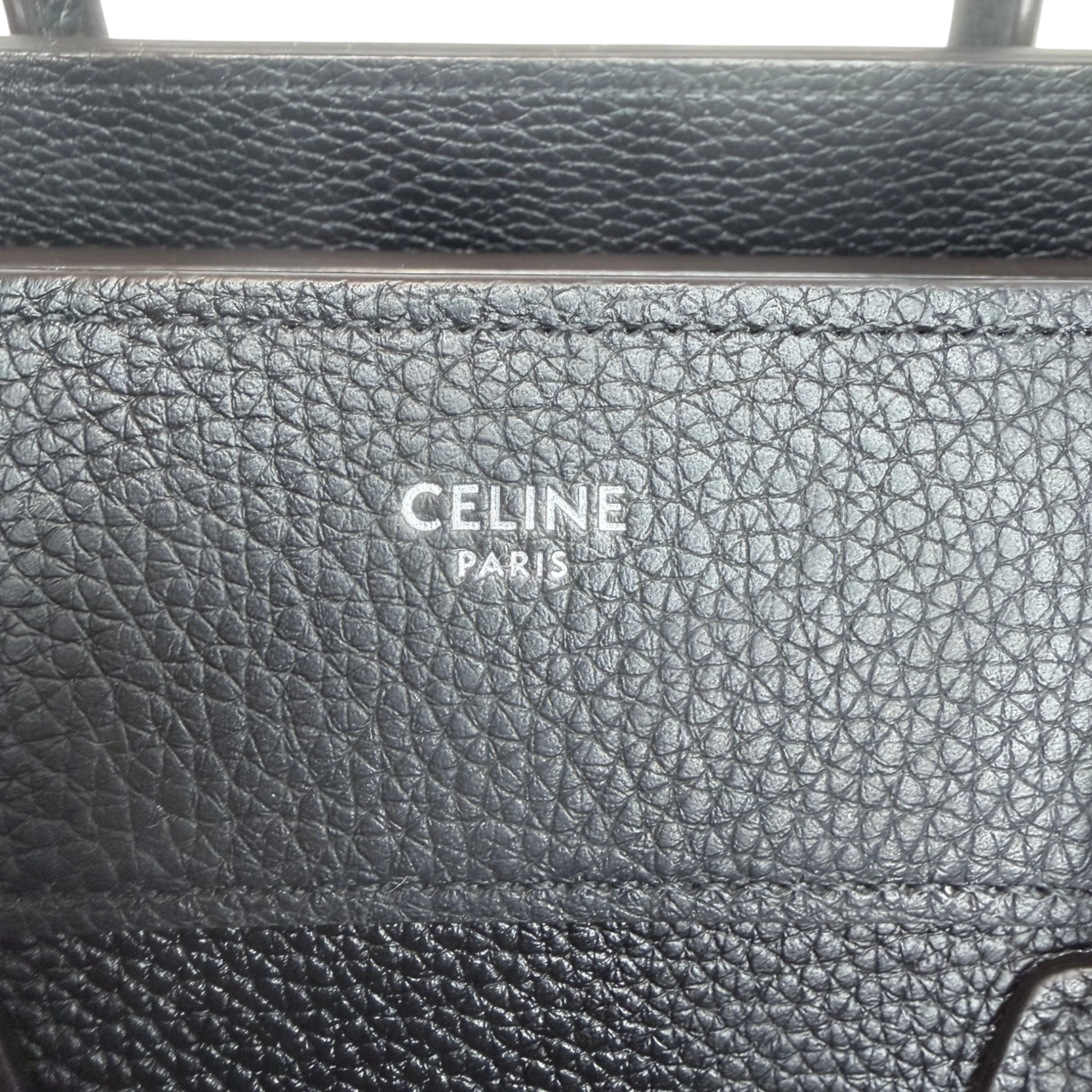 Celine Micro Luggage Handtasche Kalbsleder Schwarz Silber 2023 CELINE