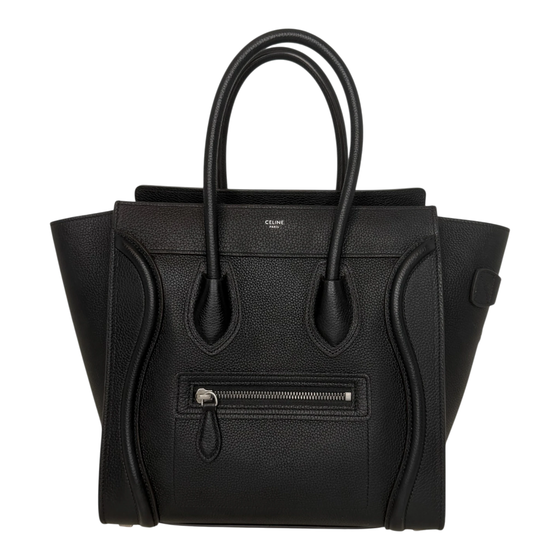 Celine Micro Luggage Handtasche Kalbsleder Schwarz Silber 2023 CELINE