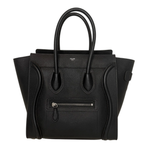 Celine Micro Luggage Handtasche Kalbsleder Schwarz Silber 2023