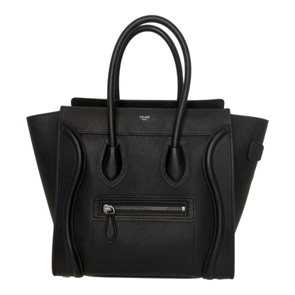 Celine Micro Luggage Handtasche Kalbsleder Schwarz Silber 2023 CELINE