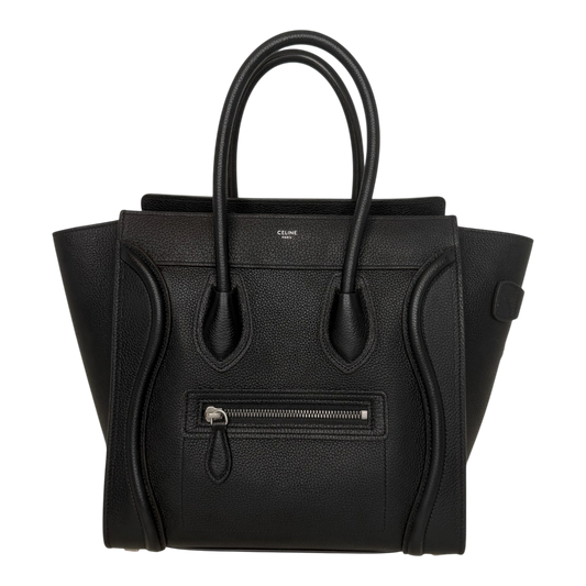 Celine Micro Luggage Handtasche Kalbsleder Schwarz Silber 2023 CELINE