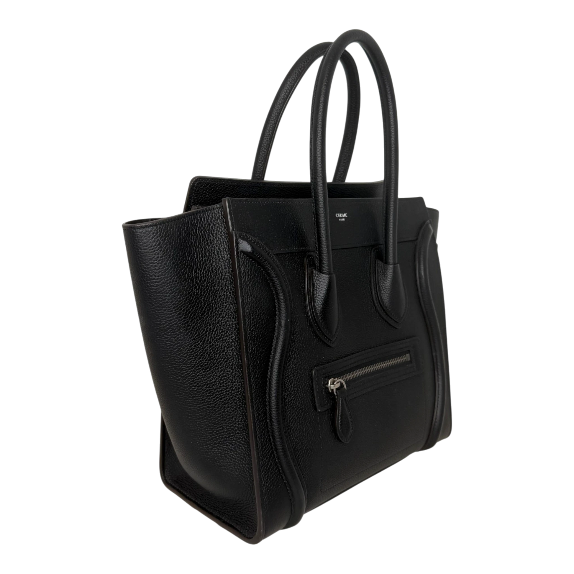 Celine Micro Luggage Handtasche Kalbsleder Schwarz Silber 2023 CELINE