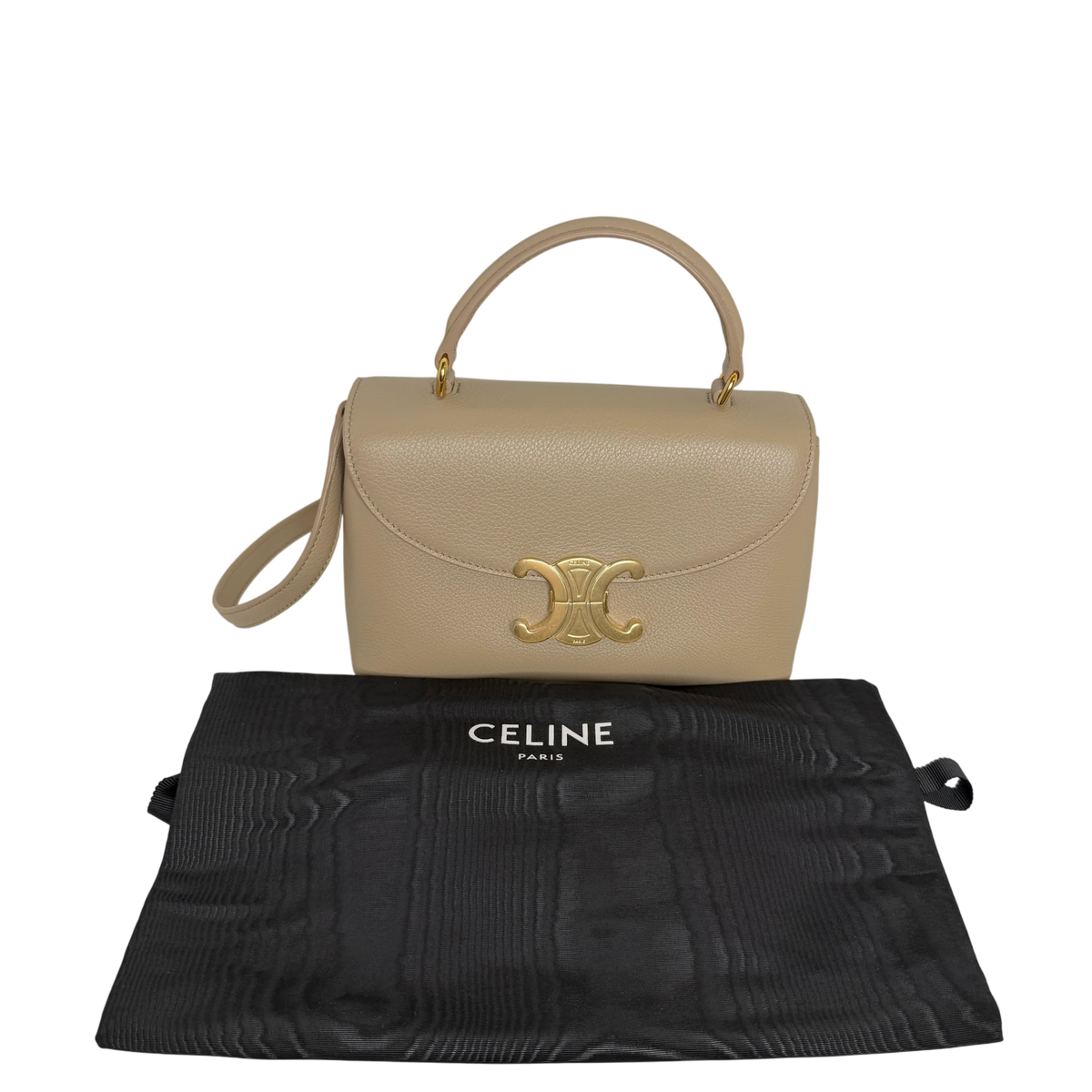 Celine Teen Nino Bag genarbtes Kalbsleder Safari Taupe Gold
