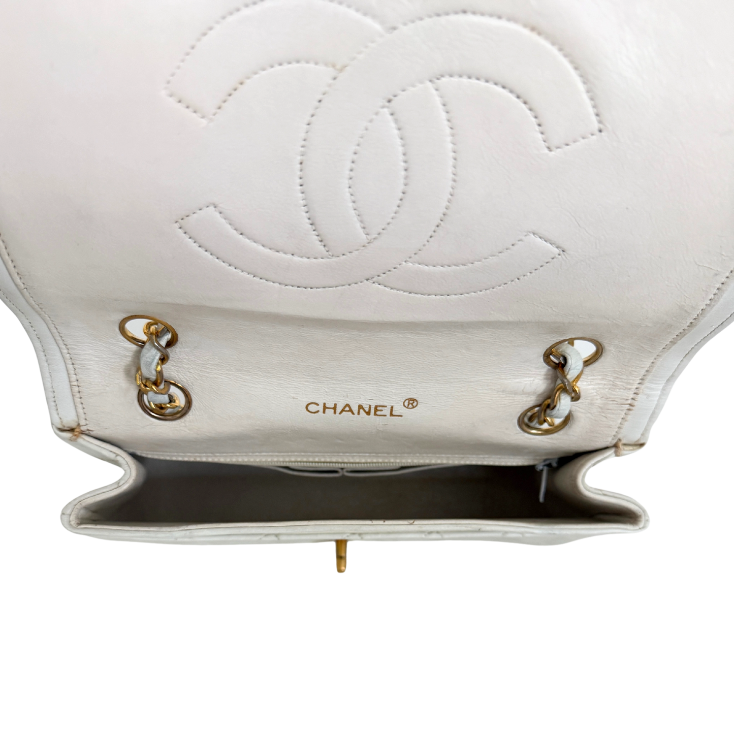 Chanel Timeless Single Flap Small Weiß / akzeptabel Chanel