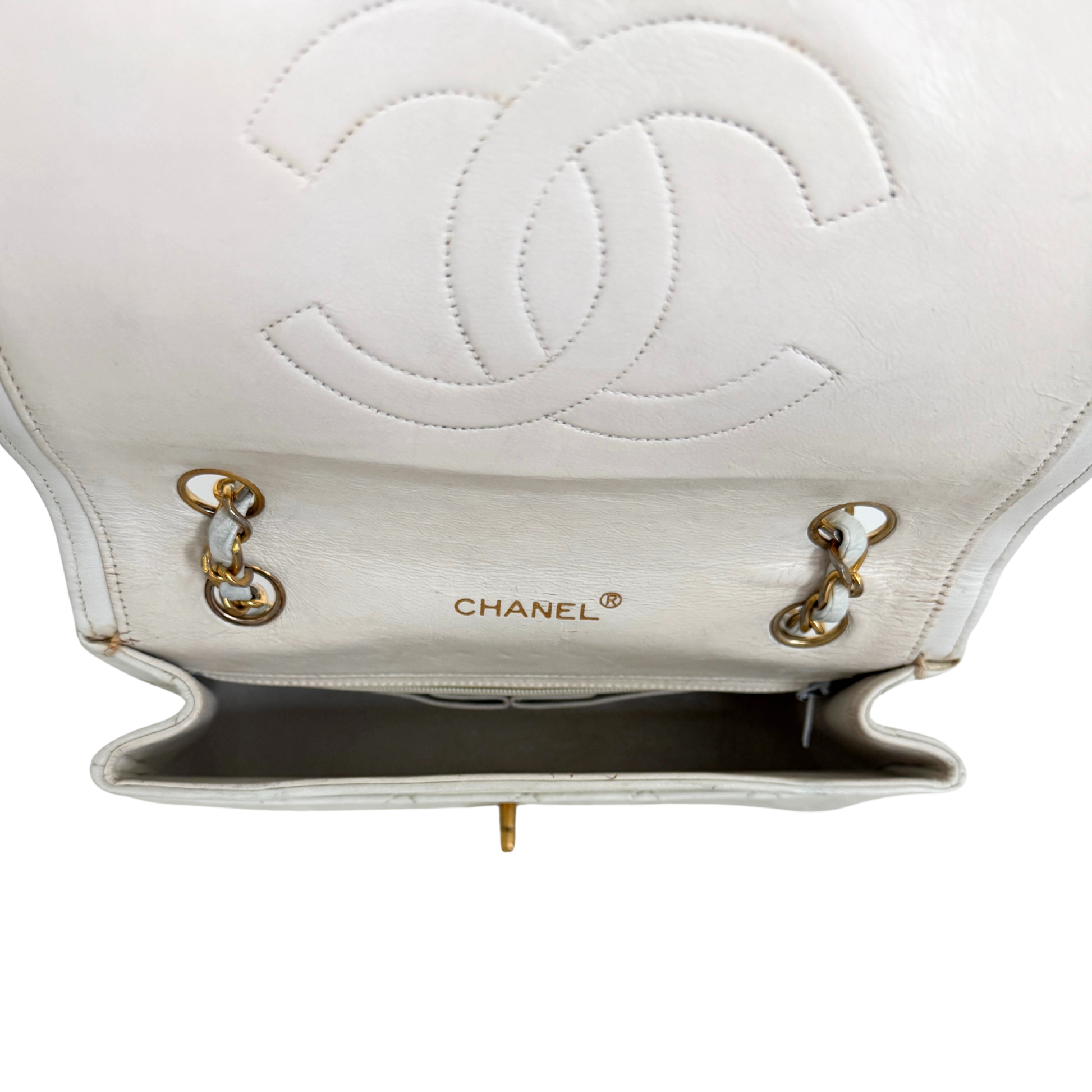 Chanel Timeless Single Flap Small Weiß / akzeptabel Chanel