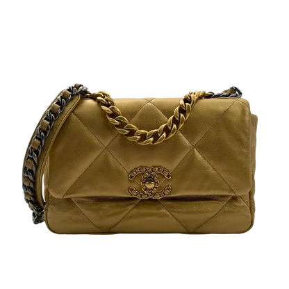Chanel 19 Flap Bag Small Tasche Lammleder gold selten Fullset /  neuwertig Chanel