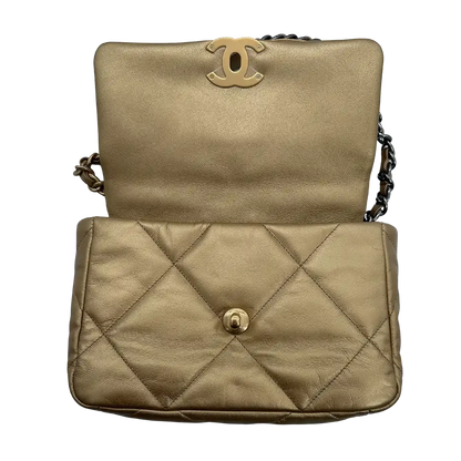 Chanel 19 Flap Bag Small Tasche Lammleder gold selten Fullset /  neuwertig Chanel