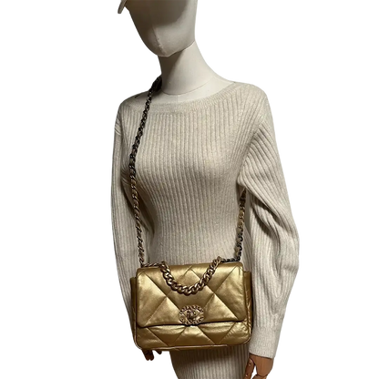 Chanel 19 Flap Bag Small Tasche Lammleder gold selten Fullset /  neuwertig Chanel