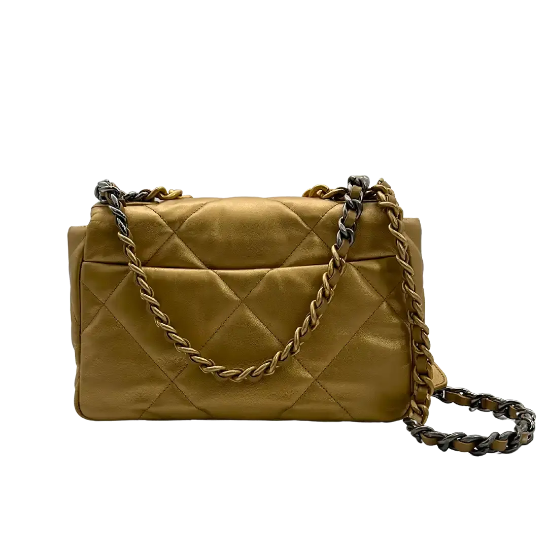 Chanel 19 Flap Bag Small Tasche Lammleder gold selten Fullset /  neuwertig Chanel