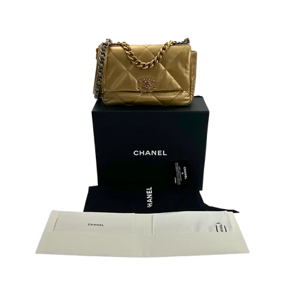 Chanel 19 Flap Bag Small Tasche Lammleder gold selten Fullset /  neuwertig Chanel