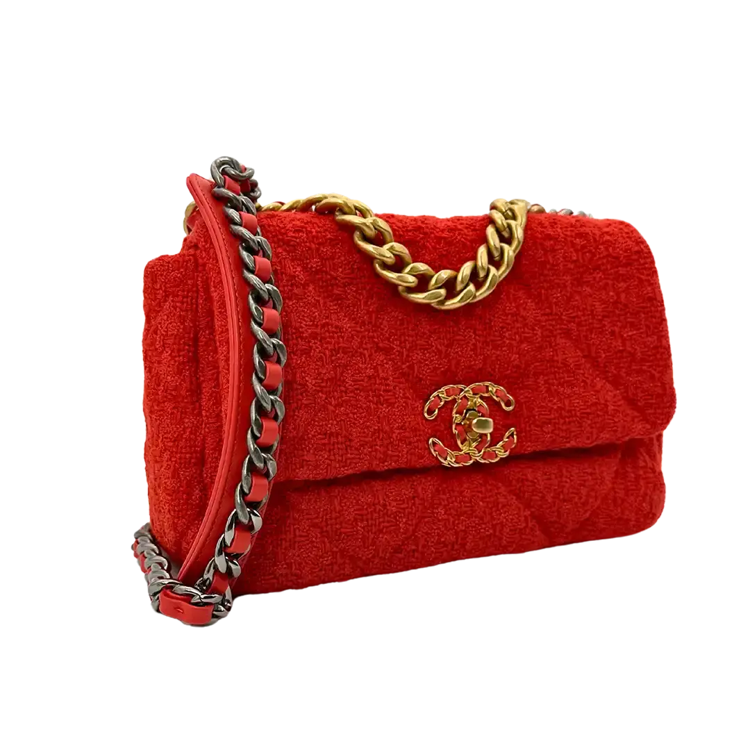 Chanel 19 Flap Bag Small Tasche Tweed Orange Fullset / neuwertig Chanel