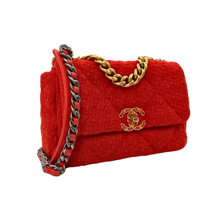 Chanel 19 Flap Bag Small Tasche Tweed Orange Fullset / neuwertig Chanel