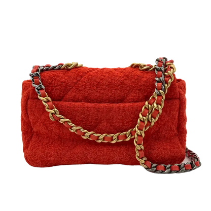 Chanel 19 Flap Bag Small Tasche Tweed Orange Fullset / neuwertig Chanel
