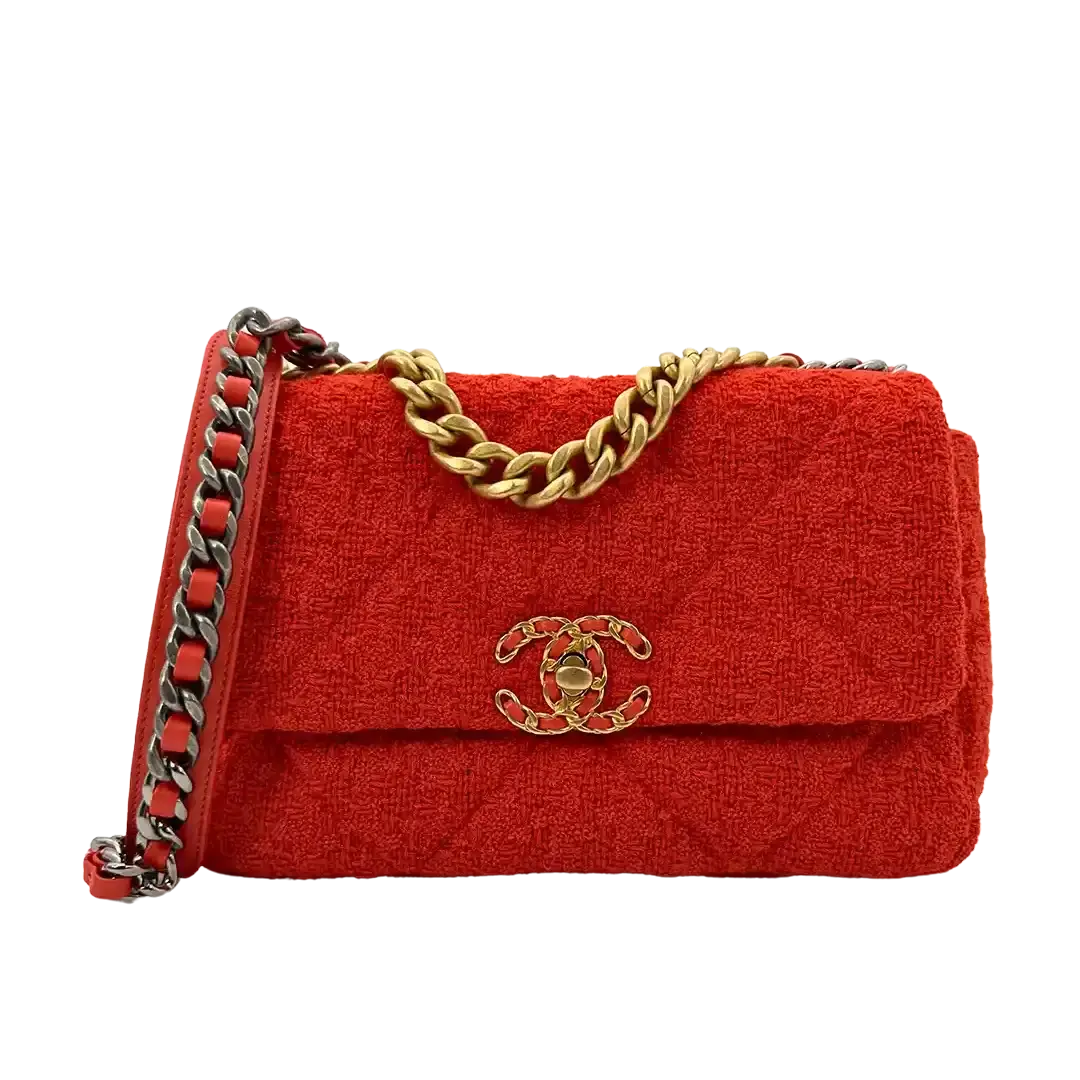 Chanel 19 Flap Bag Small Tasche Tweed Orange Fullset / neuwertig Chanel