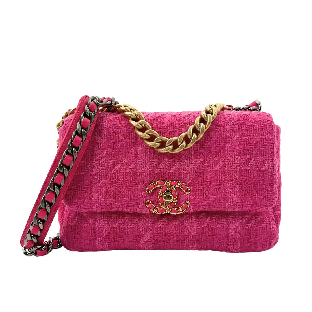 Chanel 19 Flap Bag Small Tasche Tweed Pink /  neuwertig Chanel