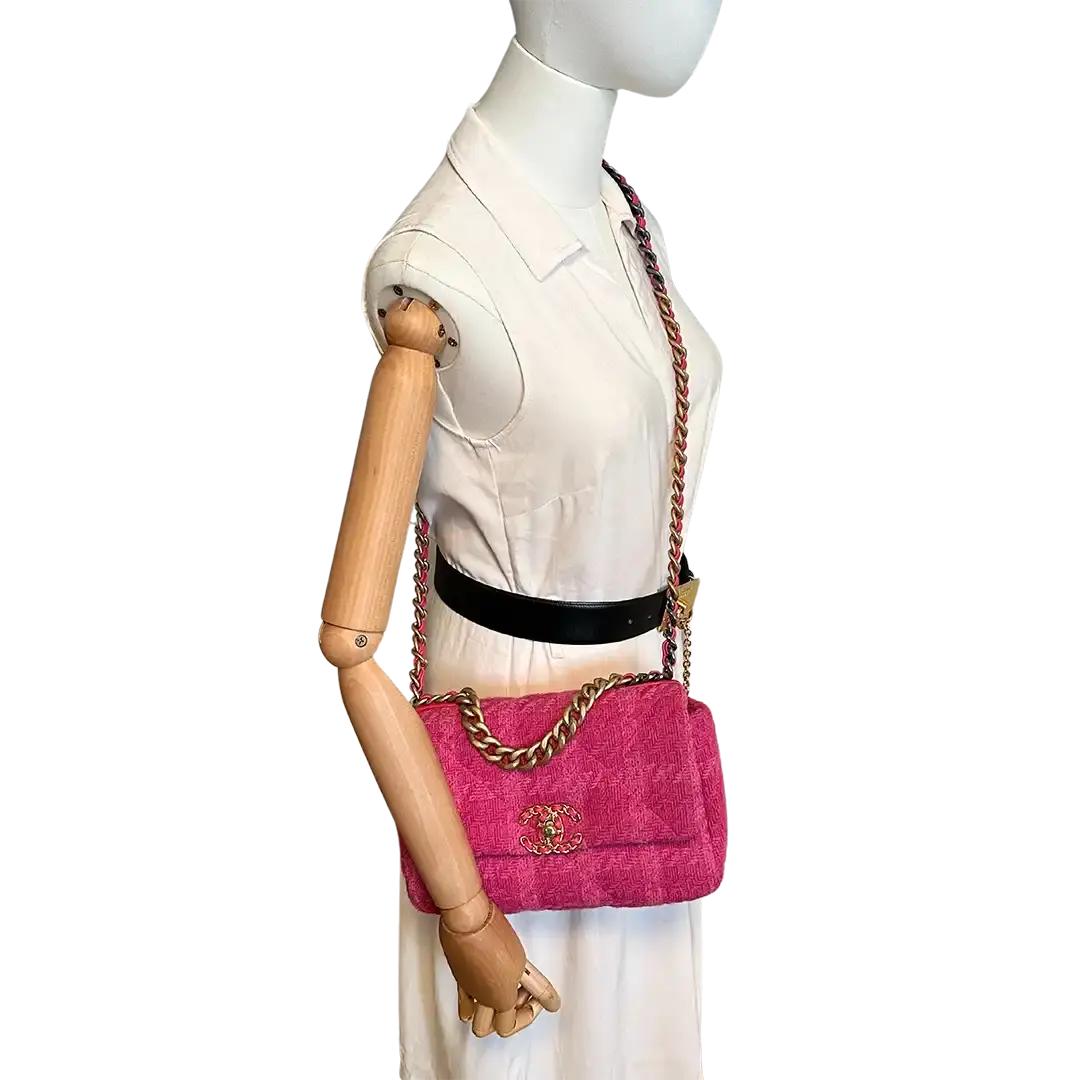 Chanel 19 Flap Bag Small Tasche Tweed Pink /  neuwertig Chanel