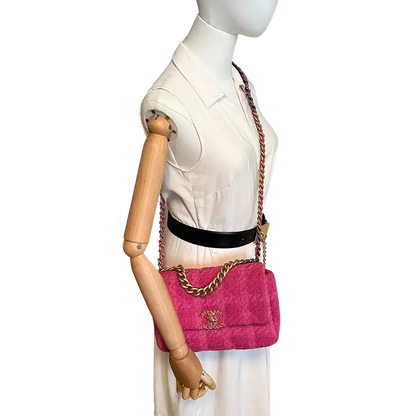 Chanel 19 Flap Bag Small Tasche Tweed Pink /  neuwertig Chanel