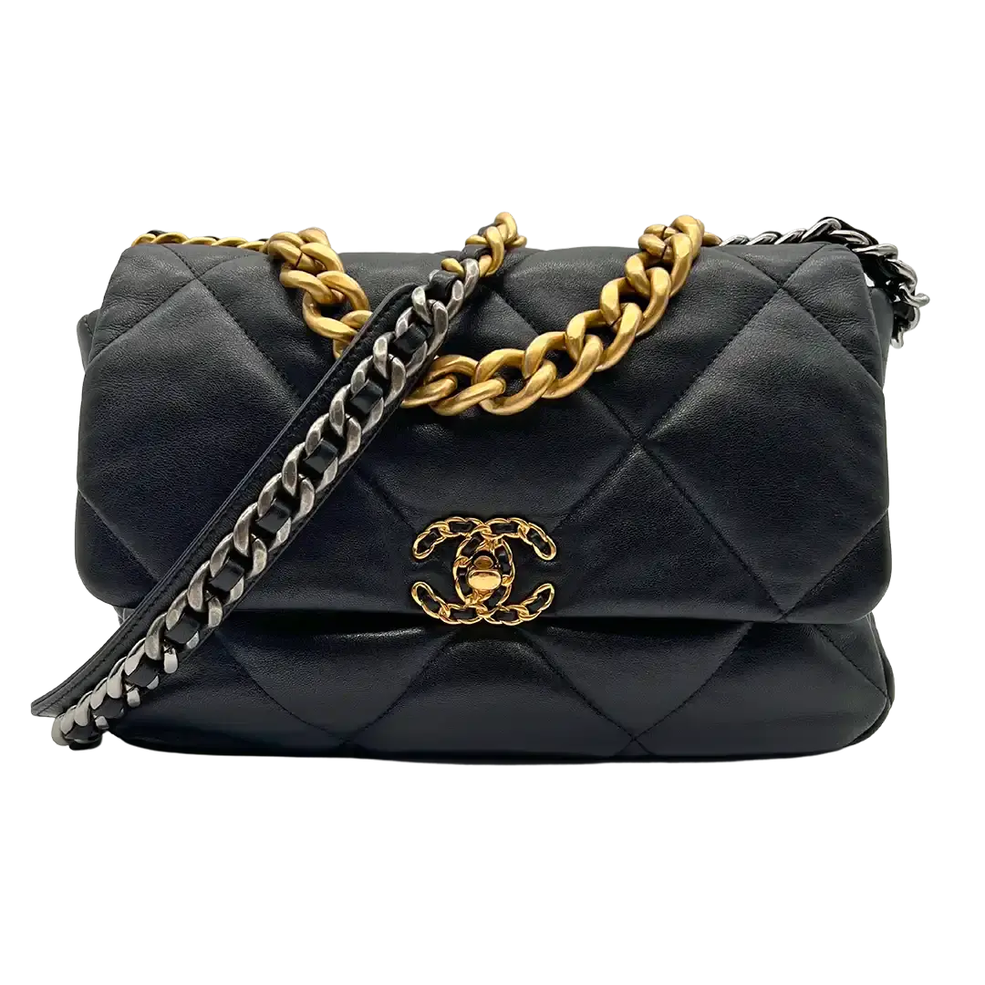 Chanel 19 Flap Bag große Tasche Lammleder schwarz / sehr gut Fullset Chanel