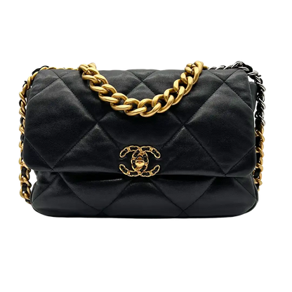 Chanel 19 Flap Bag große Tasche Lammleder schwarz / sehr gut Fullset Chanel
