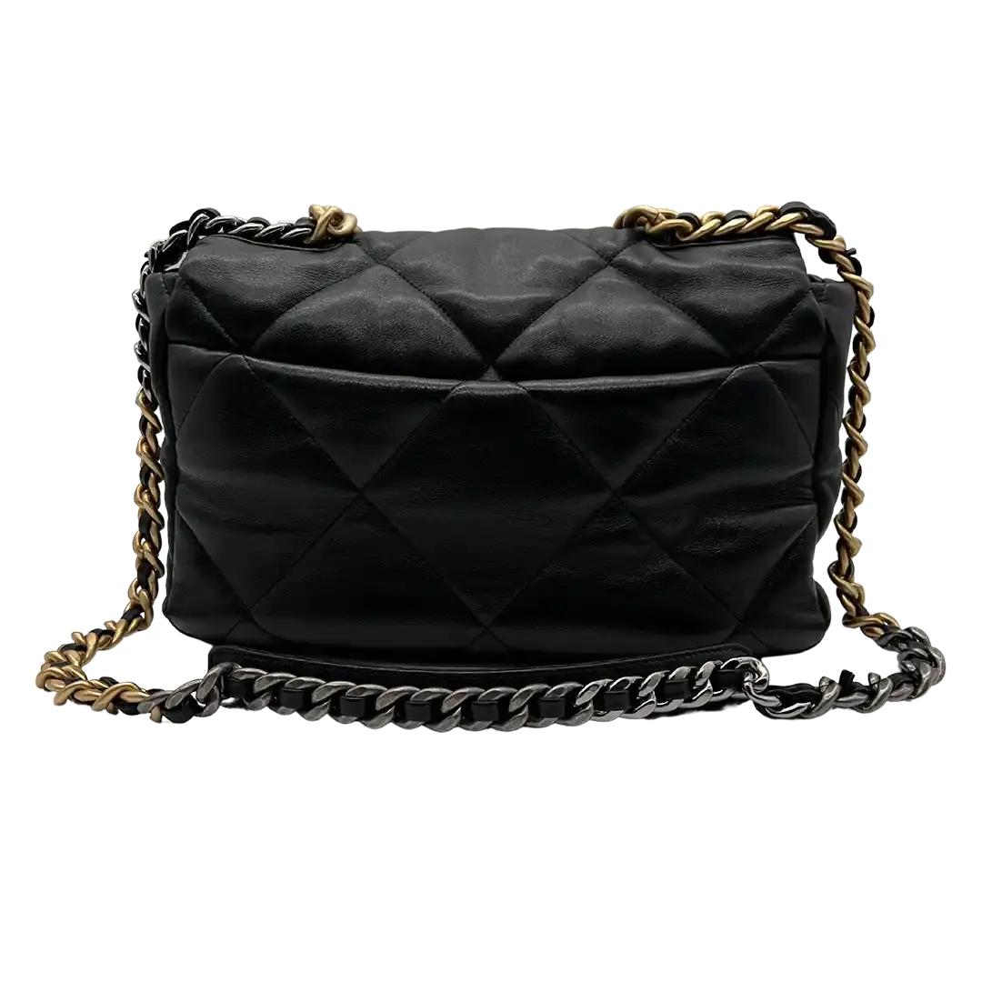 Chanel 19 Flap Bag große Tasche Lammleder schwarz / sehr gut Fullset Chanel