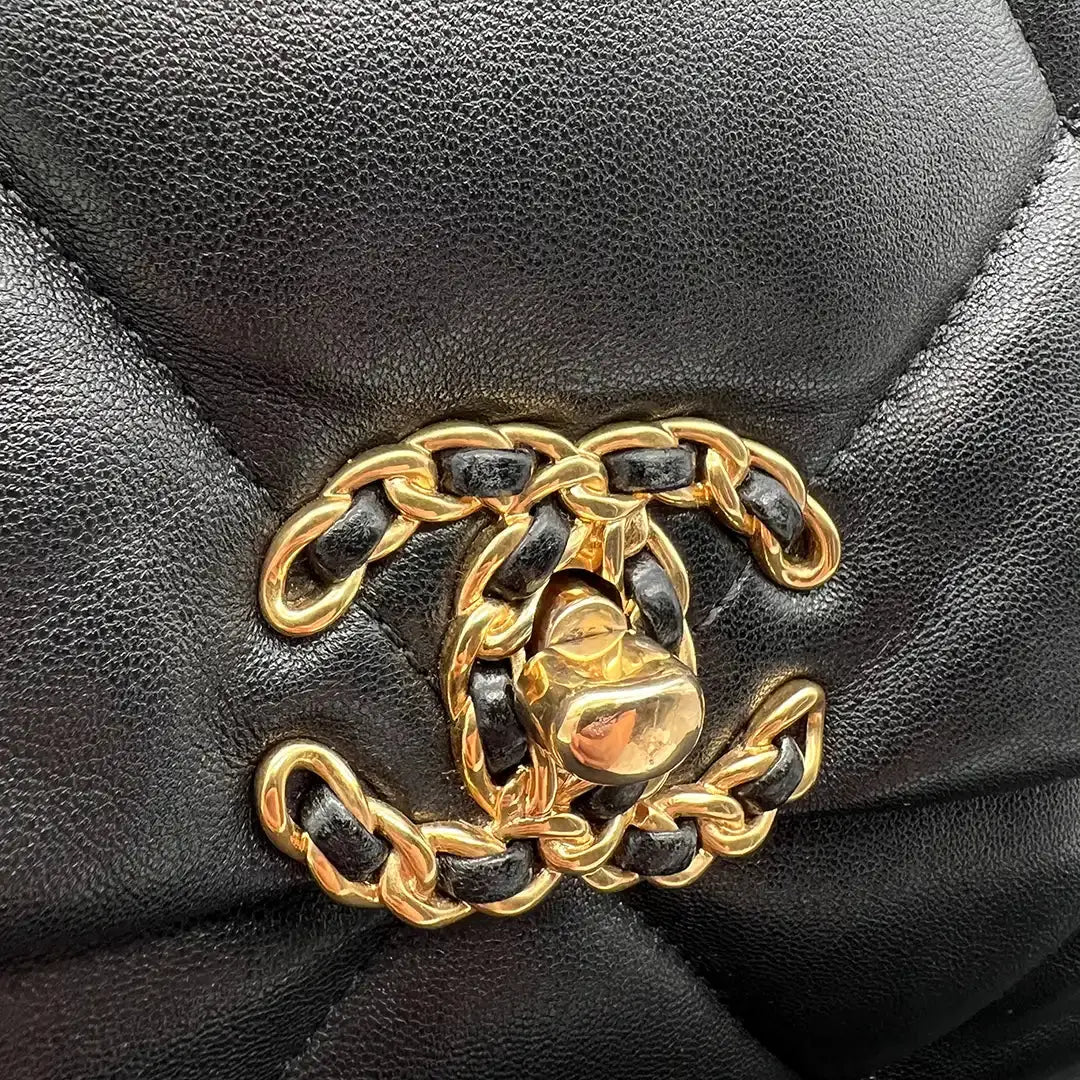 Chanel 19 Flap Bag große Tasche Lammleder schwarz / sehr gut Fullset Chanel