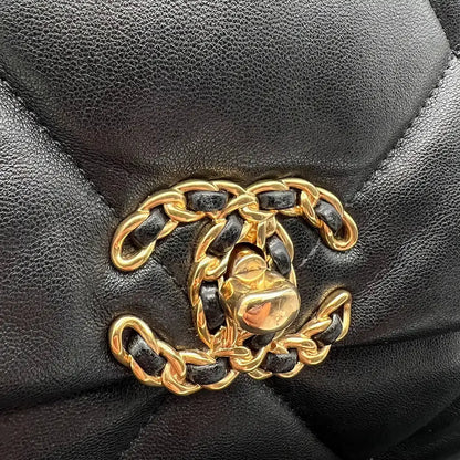 Chanel 19 Flap Bag große Tasche Lammleder schwarz / sehr gut Fullset Chanel