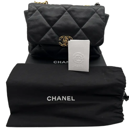 Chanel 19 Flap Bag große Tasche Lammleder schwarz / sehr gut Fullset Chanel