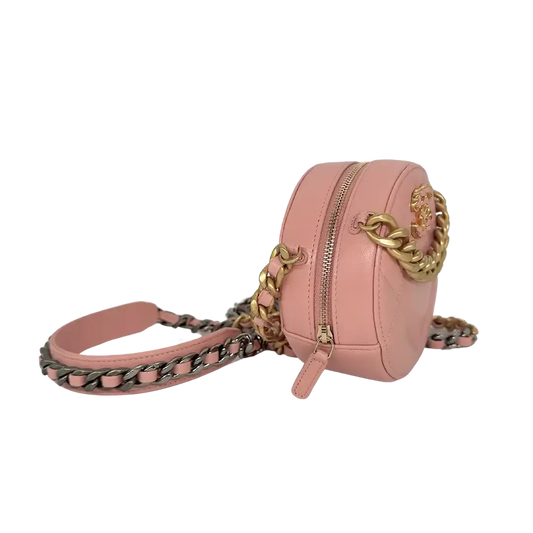 Chanel 19 Round Clutch Chain Schultertasche light Pink / neuwertig Chanel