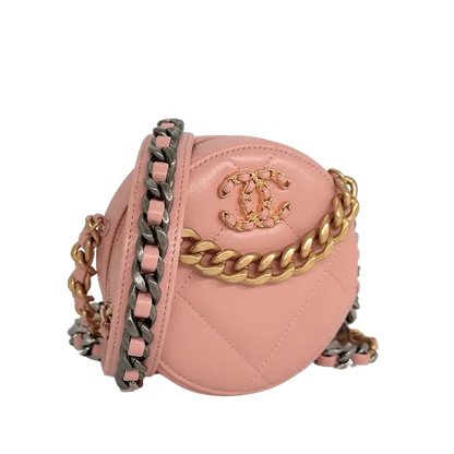 Chanel 19 Round Clutch Chain Schultertasche light Pink / neuwertig Chanel