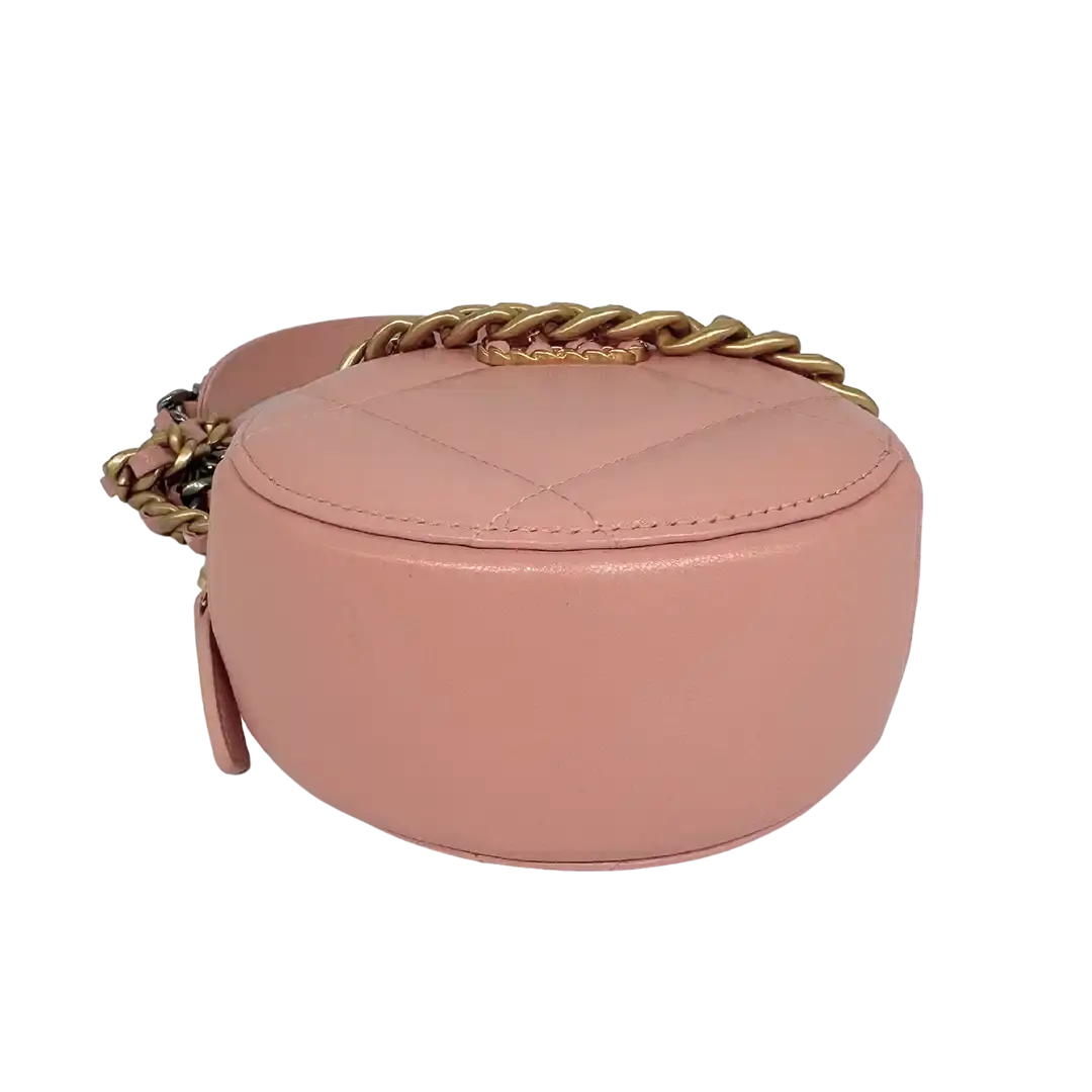Chanel 19 Round Clutch Chain Schultertasche light Pink / neuwertig Chanel