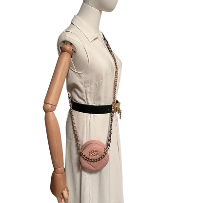 Chanel 19 Round Clutch Chain Schultertasche light Pink / neuwertig Chanel