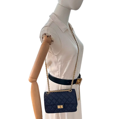 Chanel 2.55 Mini Tasche Kalbsleder in Vintage Optik dunkelblau Fullset / neuwertig Chanel