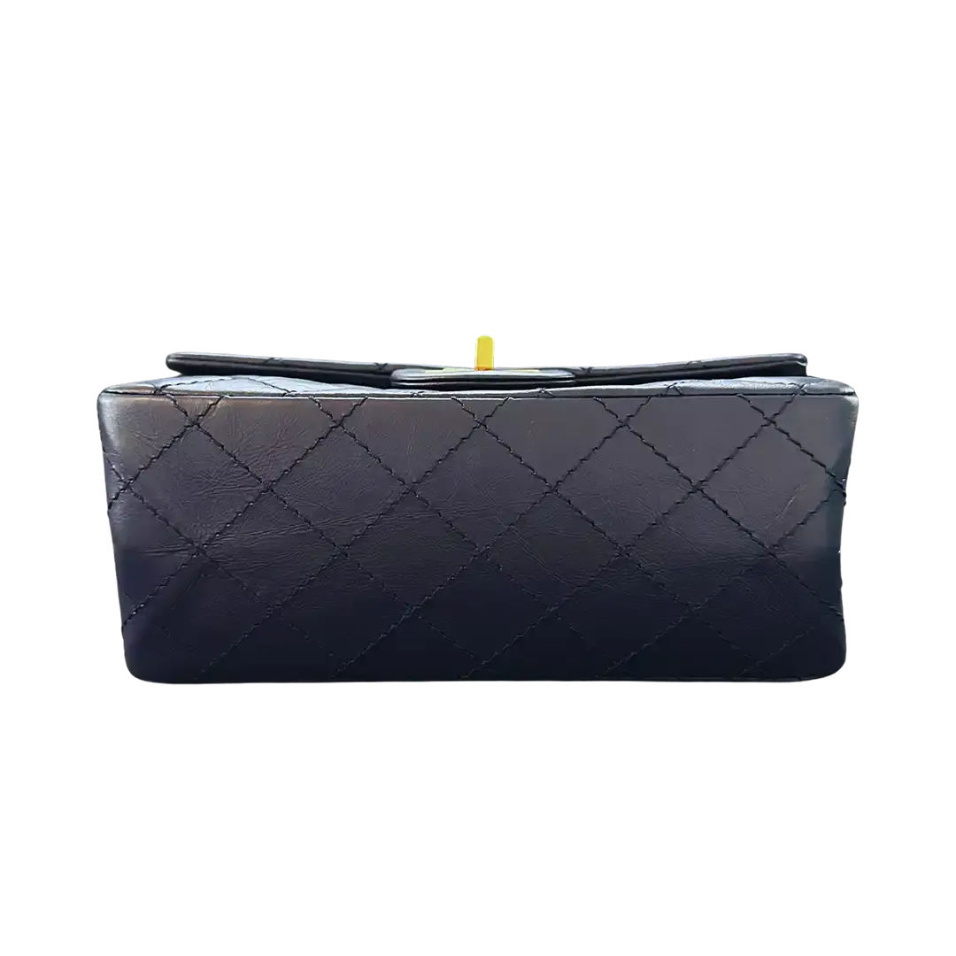 Chanel 2.55 Mini Tasche Kalbsleder in Vintage Optik dunkelblau Fullset / neuwertig Chanel