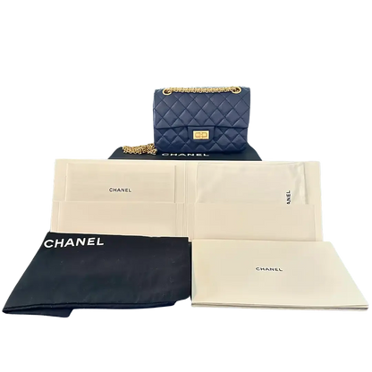 Chanel 2.55 Mini Tasche Kalbsleder in Vintage Optik dunkelblau Fullset / neuwertig Chanel