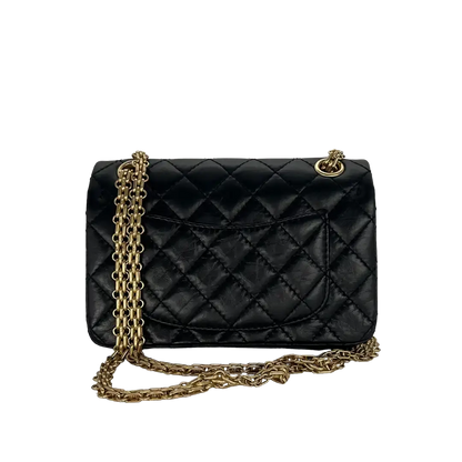Chanel 2.55 Mini Tasche Kalbsleder in Vintage Optik schwarz / neuwertig Chanel