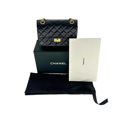Chanel 2.55 Mini Tasche Kalbsleder in Vintage Optik schwarz / neuwertig Chanel