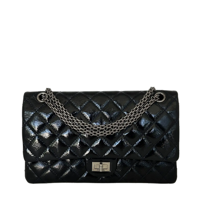 Chanel 2.55 Reissue 226 Medium Double Flap Bag Metallic Kalbsleder dunkelblau / sehr gut Chanel